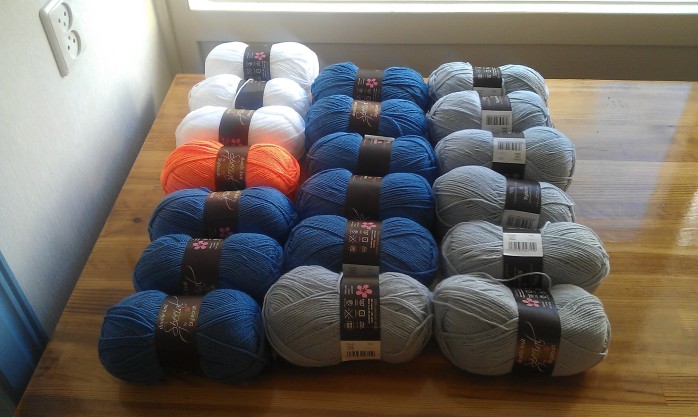 All the skeins I (believe I) will need for the African Flower Owl