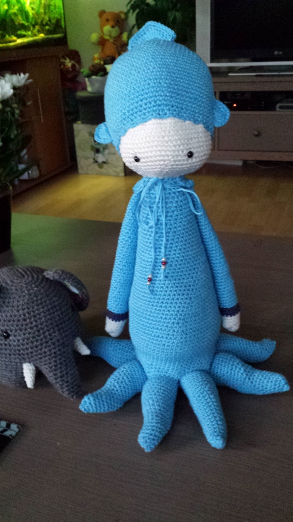 Finally Oleg is done and able to play with his little elephant friend